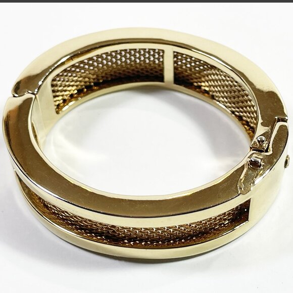 Vintage RLL RALPH LAUREN Bracelet Hinged Cuff Bangle Mesh Gold Tone Small - Picture 3 of 9